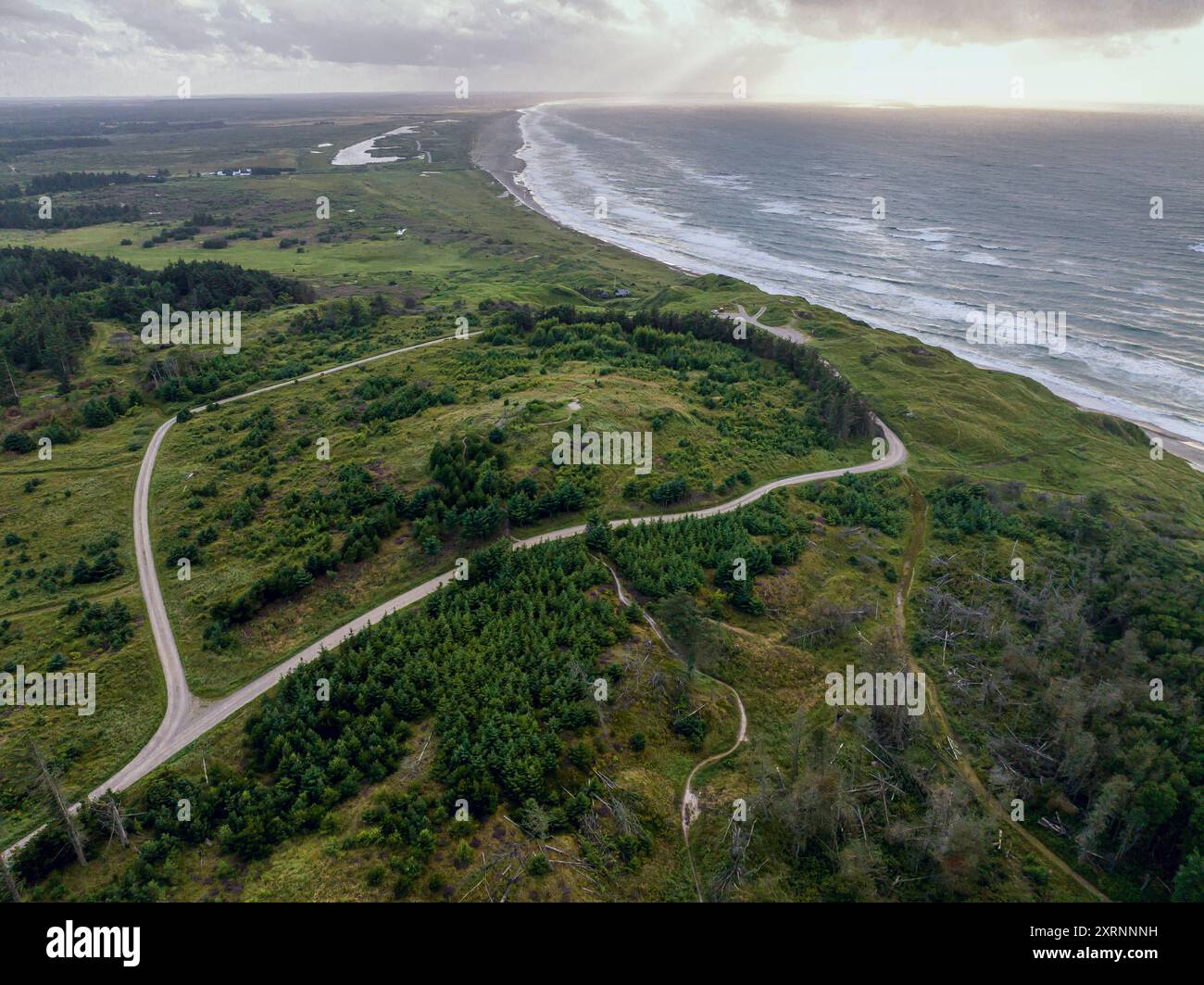 Vista panoramica di Svinklovene lungo la costa del Mare del Nord, Jutland, Danimarca settentrionale Foto Stock