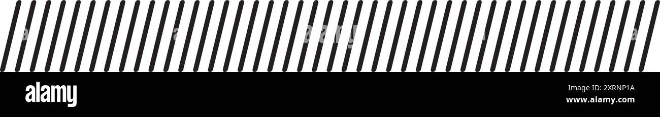 Barre ripetute isolate su sfondo bianco. Bordo con strisce parallele inclinate. Ricami con cuciture inclinate. Stampare per fare attenzione Illustrazione Vettoriale