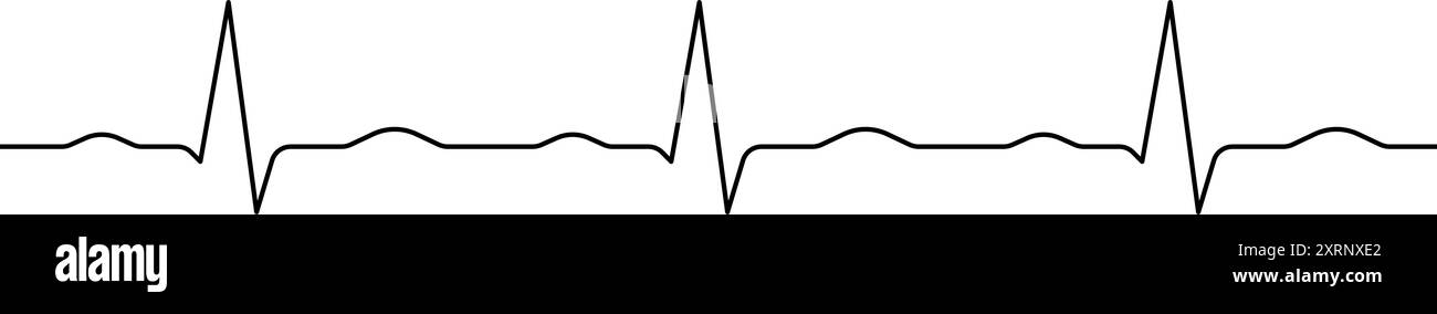 Battito cardiaco o vettore grafico della frequenza cardiaca ECG senza interruzioni Illustrazione Vettoriale