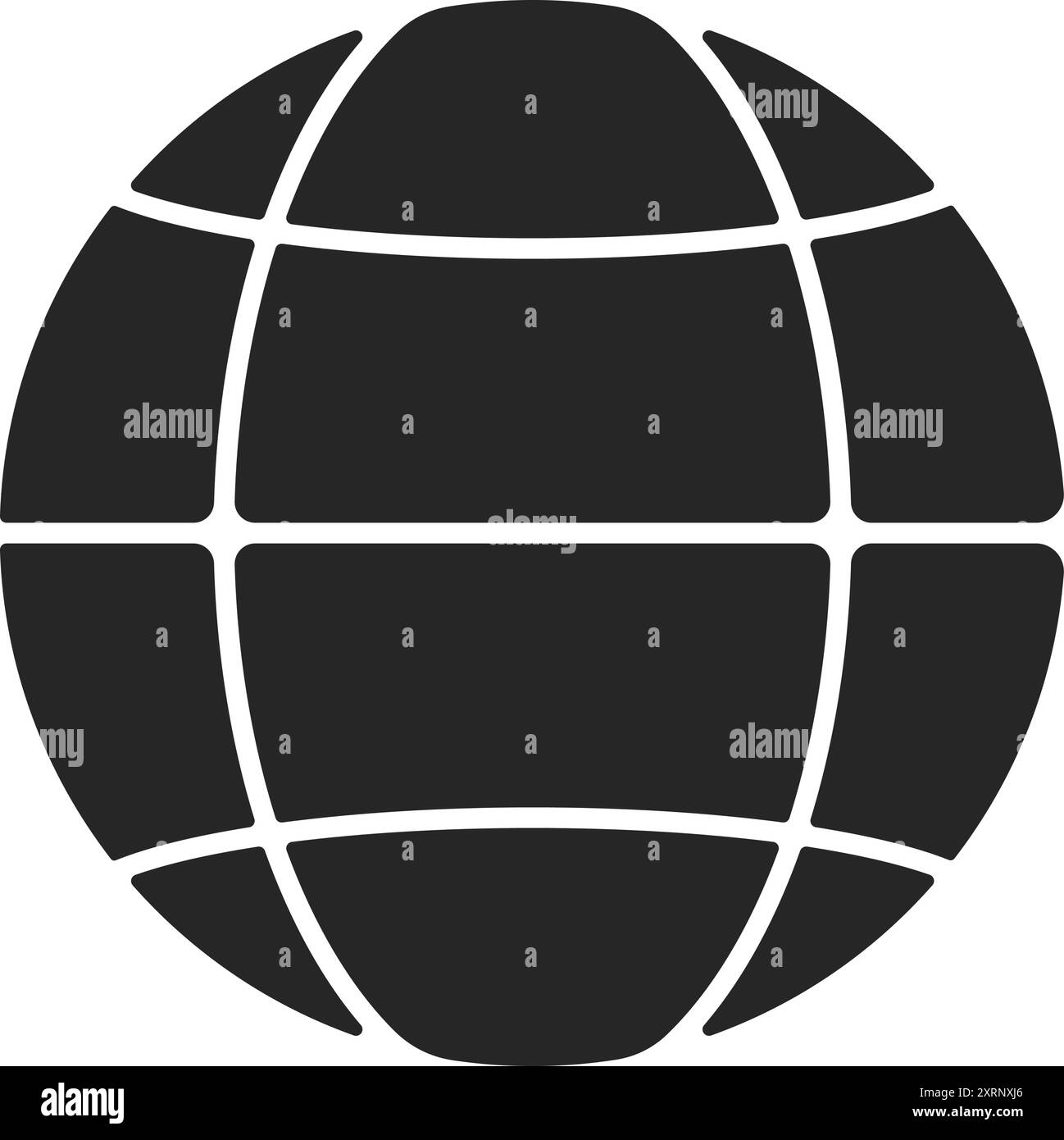 Semplice mappamondo per Internet o icona Web con riempimento nero Illustrazione Vettoriale