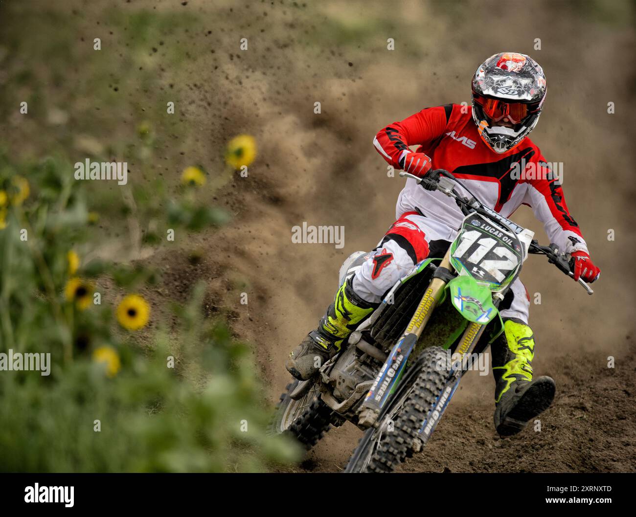 Gare di motocross fuoristrada sul circuito di Wildrat Raceway a Colorado Springs Foto Stock