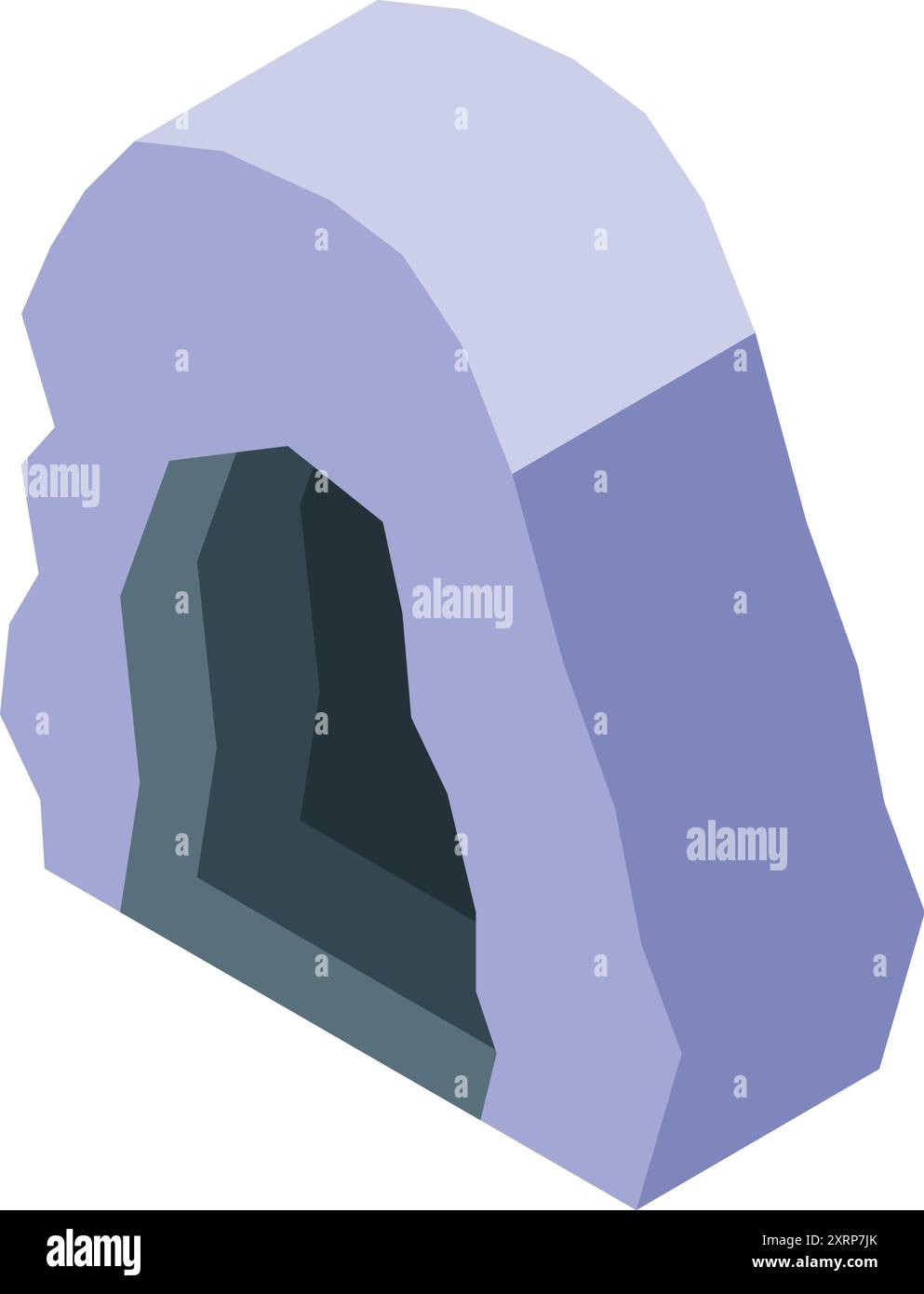 Il misterioso ingresso della grotta in pietra invita gli esploratori ad avventurarsi nelle sue profondità oscure e sconosciute Illustrazione Vettoriale