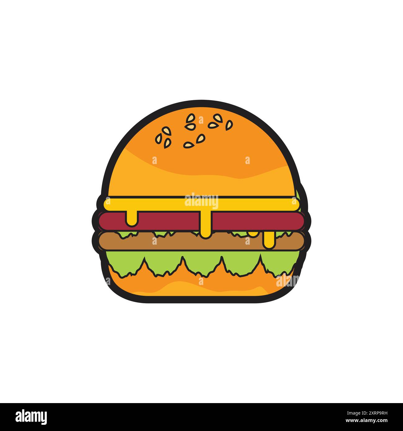 Grafica Tasty Burger Vector isolata su sfondo bianco. Illustrazione Vettoriale