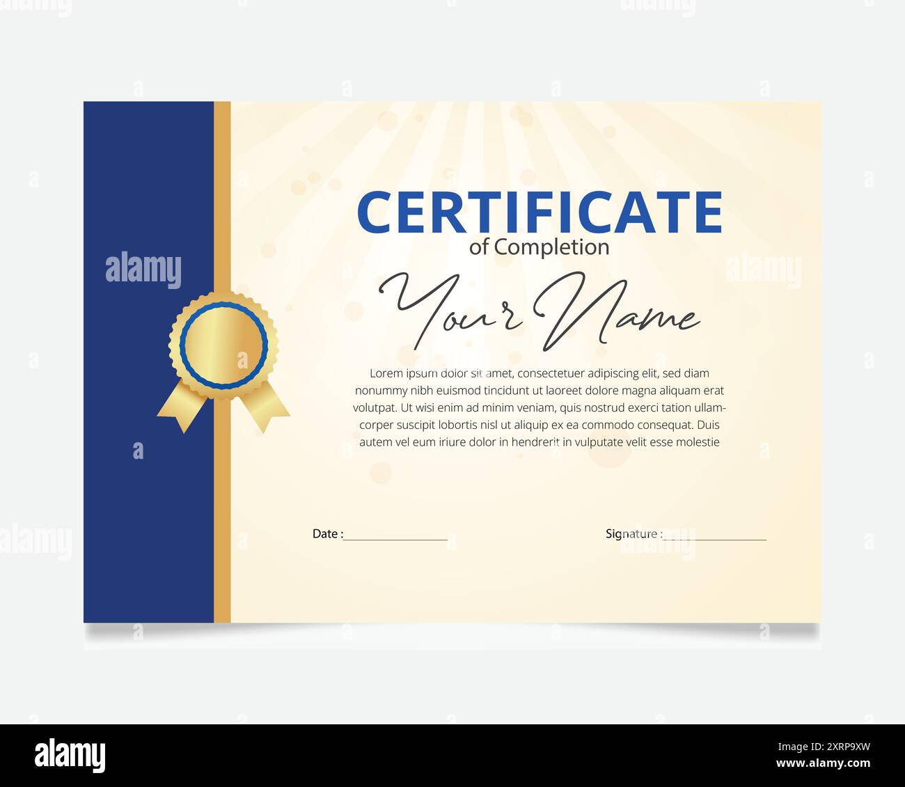 Certificato di premio moderno con nastro Illustrazione Vettoriale