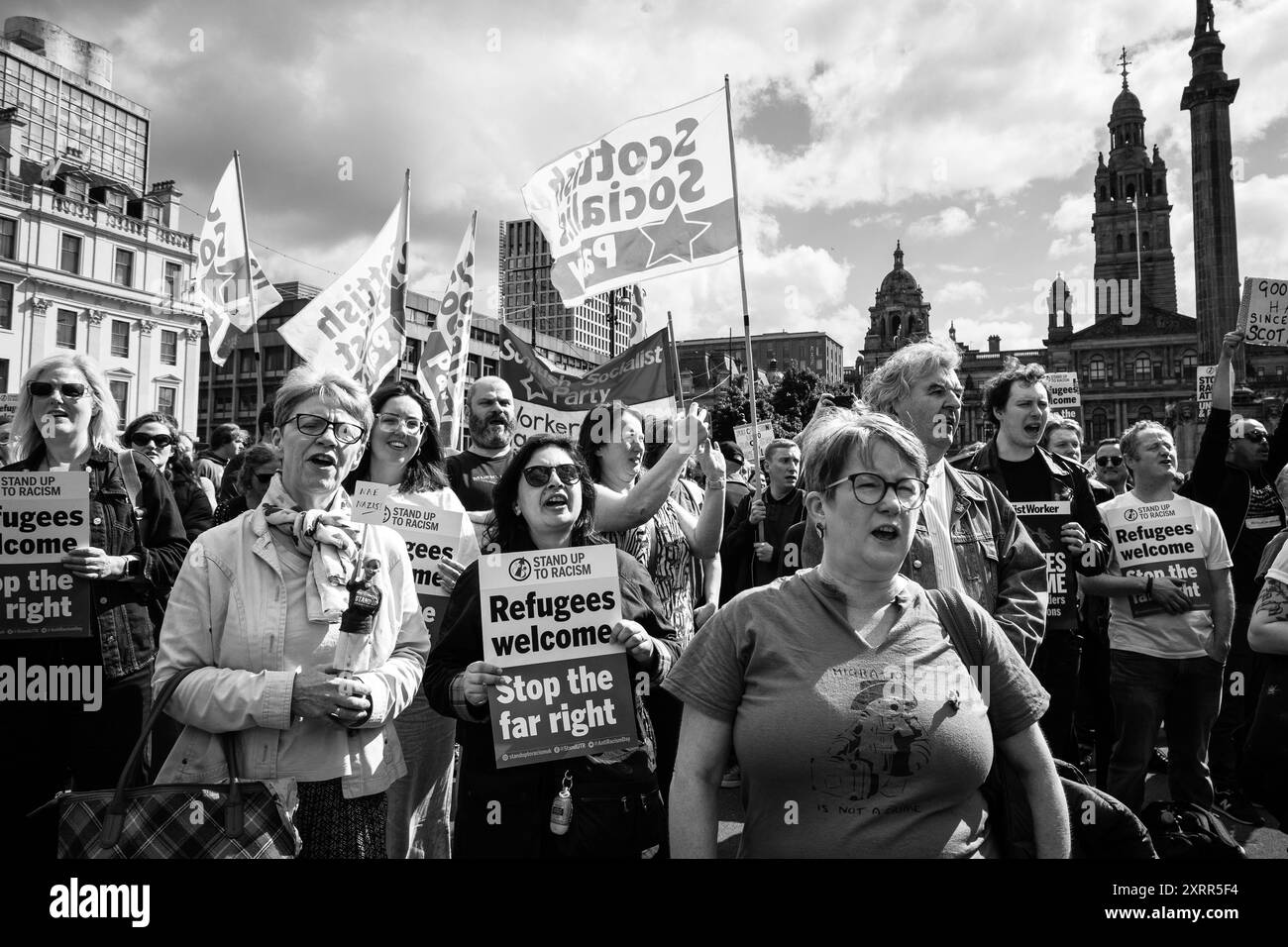 Rally anti-razzismo Glasgow sabato 10 agosto 2024 Foto Stock