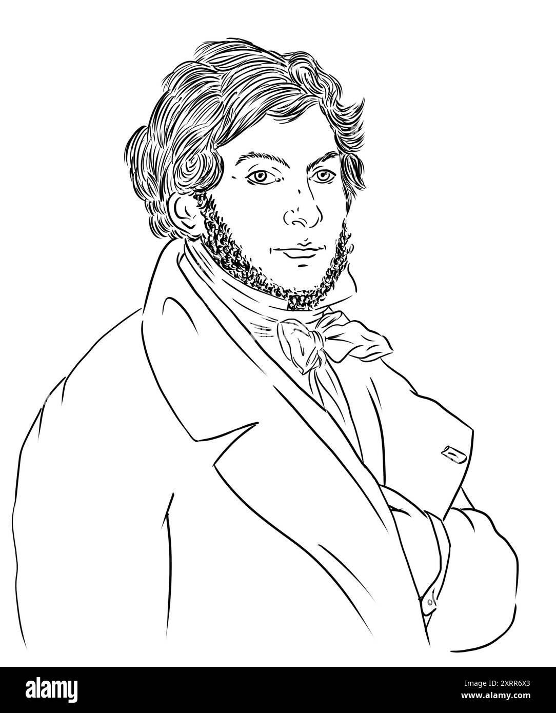 Ritratto di Champollion, famoso egittologo e decifrario dei geroglifici egiziani Foto Stock