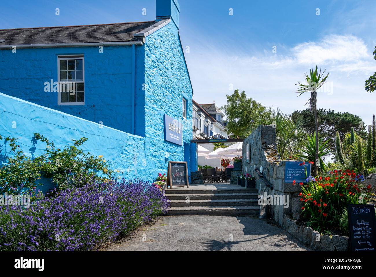 The Ship Inn su Herm Island, Guernsey, Channel Islands, Regno Unito Foto Stock