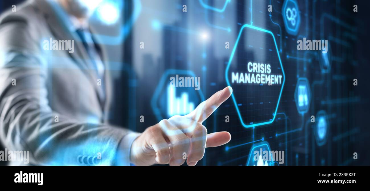 Concetto di gestione delle crisi. Procedura per trovare una soluzione alla crisi Foto Stock