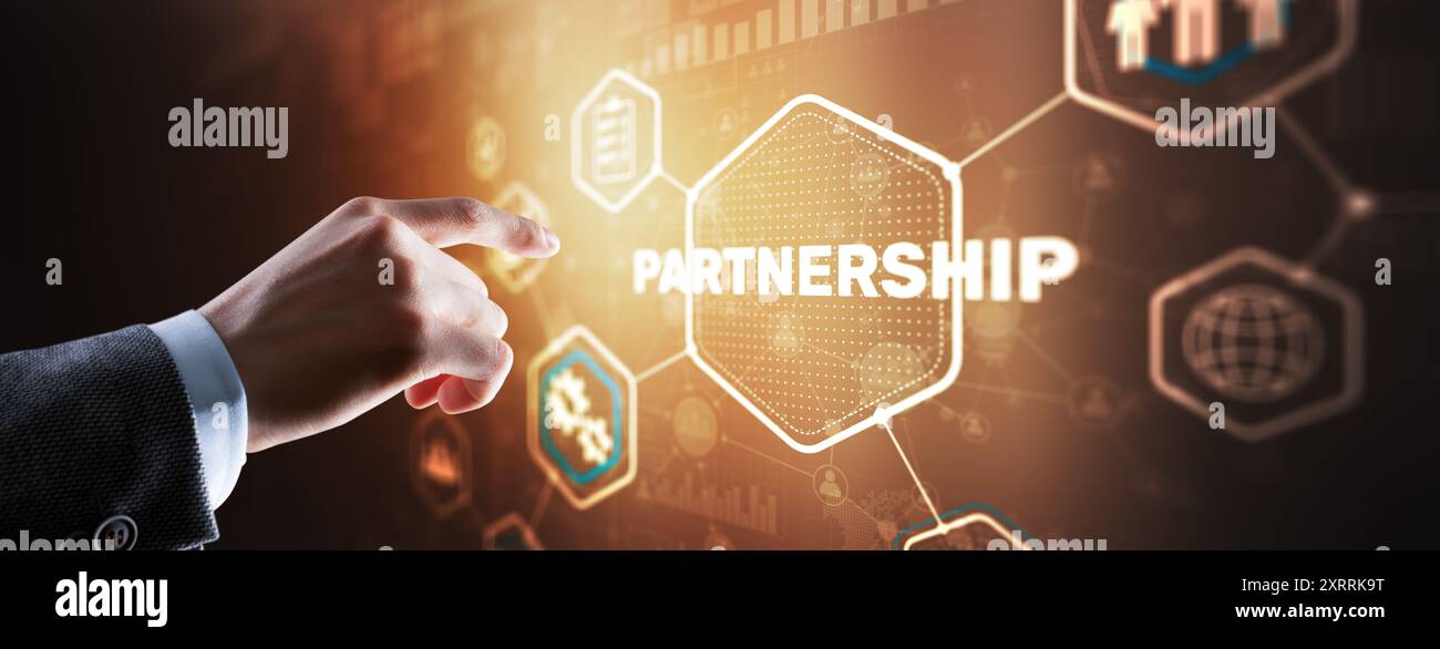 Uomo d'affari che presenta CONCETTO DI PARTNERSHIP concetto di business Foto Stock