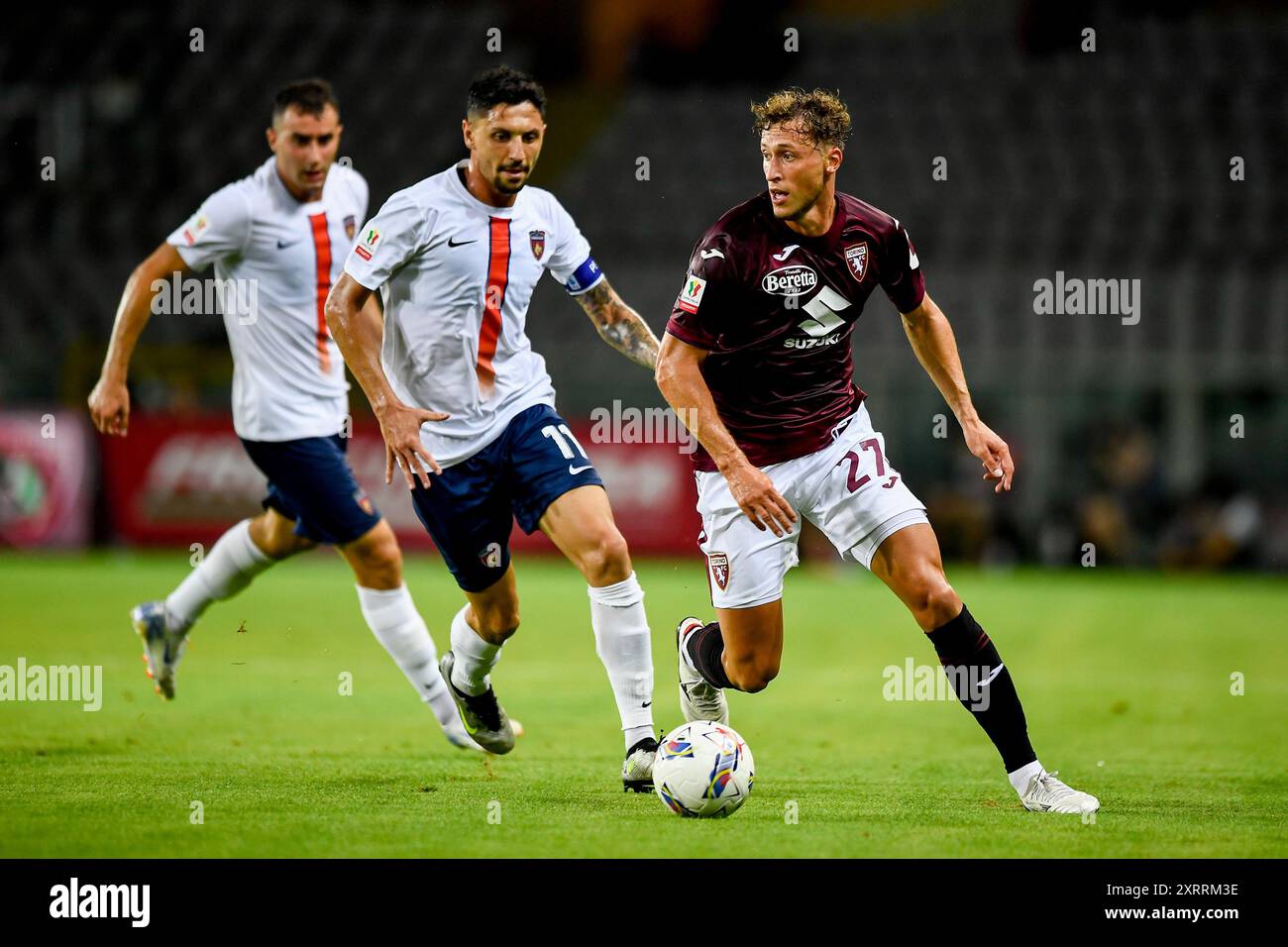 Mergim Vojvoda del Torino FC durante la partita di Coppa Italia 32 tra Torino FC e Cosenza calcio allo Stadio Olimpico di Torino dell'11 agosto, Foto Stock