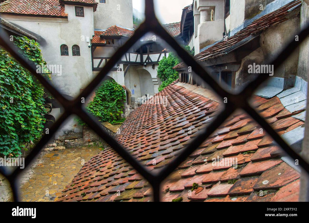 Cortile del castello di Bran Romania Foto Stock
