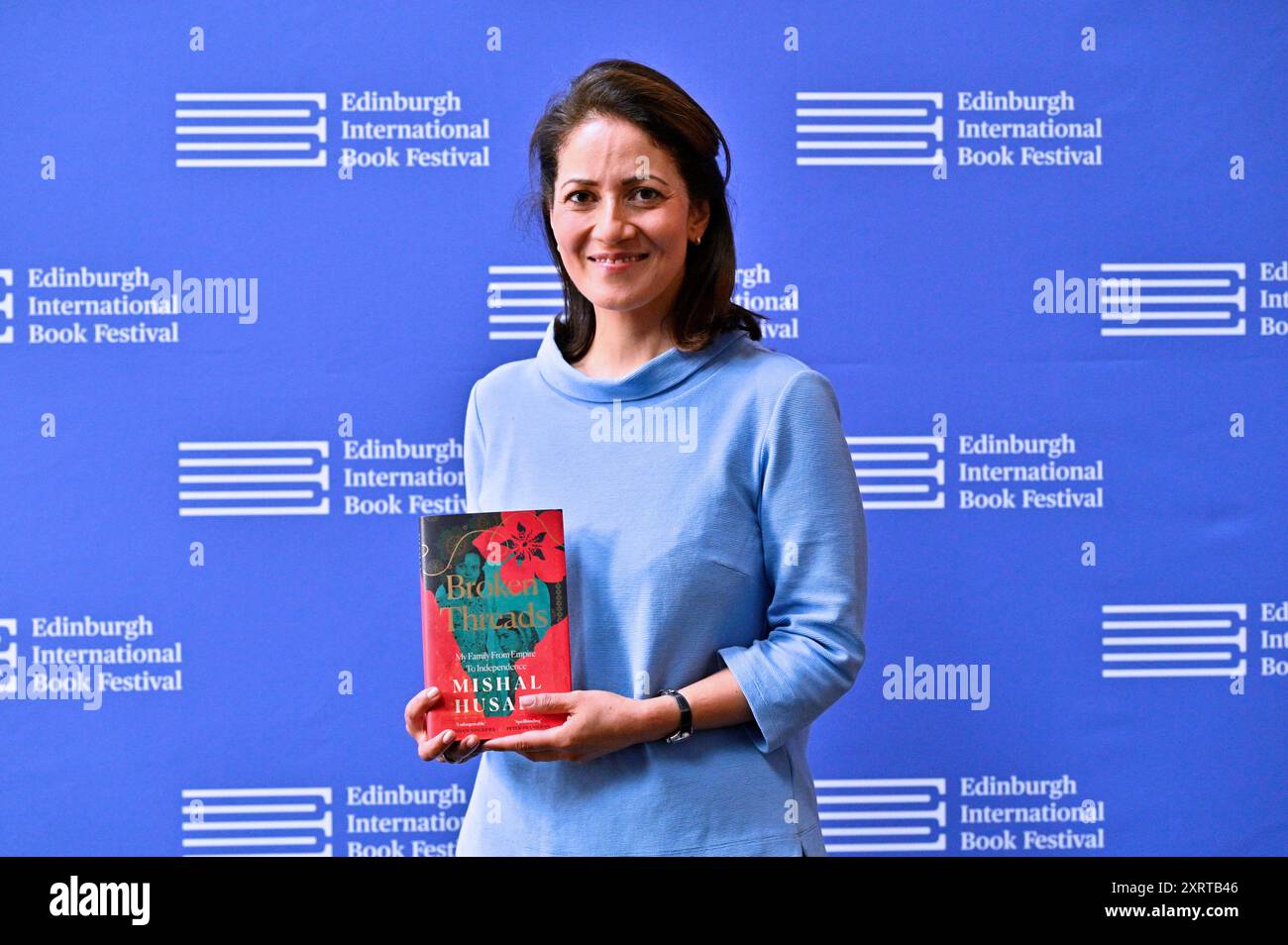 Edimburgo, Scozia, Regno Unito. 12 agosto 2024. Edinburgh International Book Festival: Mishal Husain, giornalista e giornalista per BBC Television e BBC radio con il suo libro "Broken Threads" alla chiamata ufficiale. Crediti: Craig Brown/Alamy Live News Foto Stock