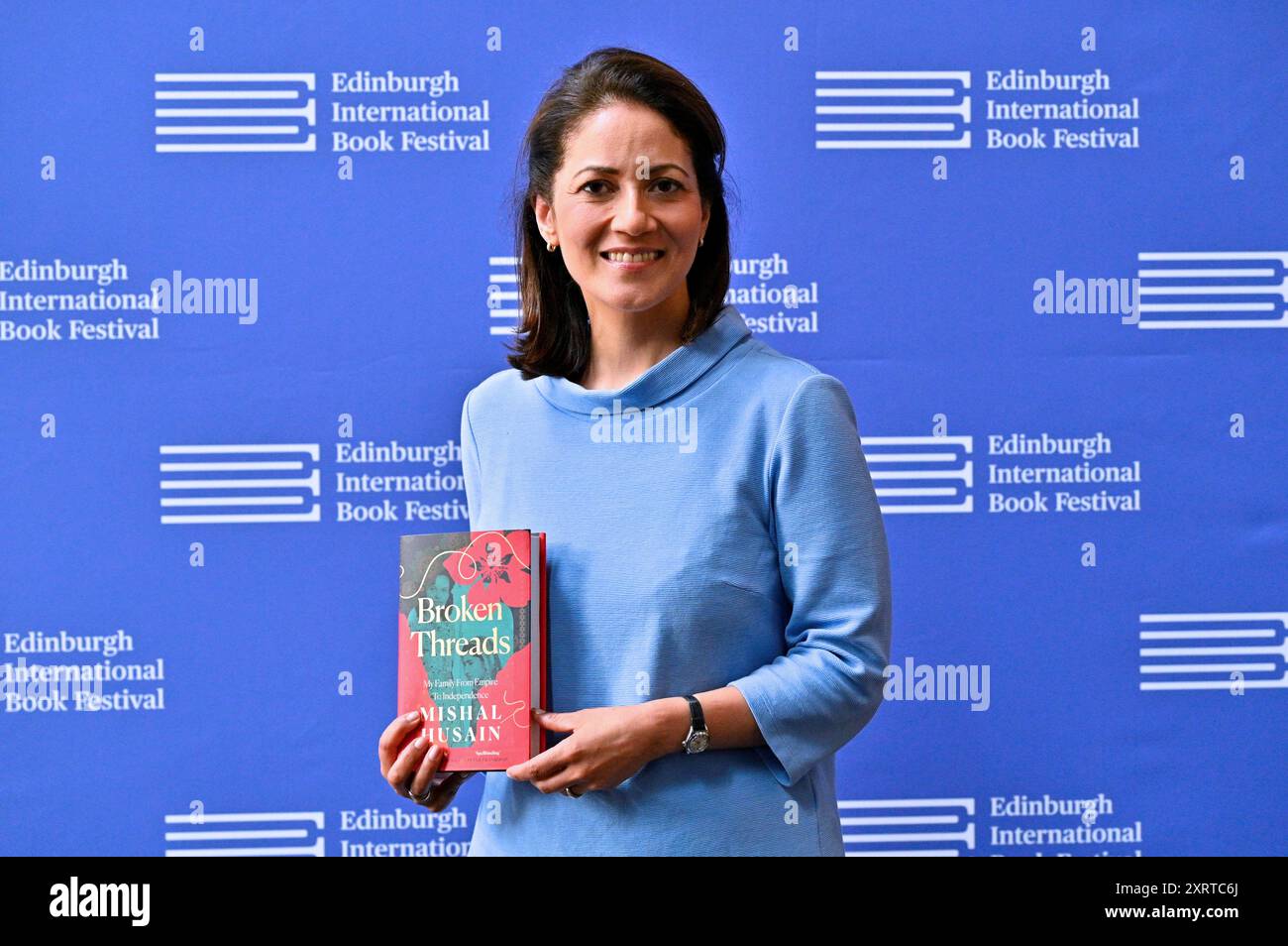 Edimburgo, Scozia, Regno Unito. 12 agosto 2024. Edinburgh International Book Festival: Mishal Husain, giornalista e giornalista per BBC Television e BBC radio con il suo libro "Broken Threads" alla chiamata ufficiale. Crediti: Craig Brown/Alamy Live News Foto Stock