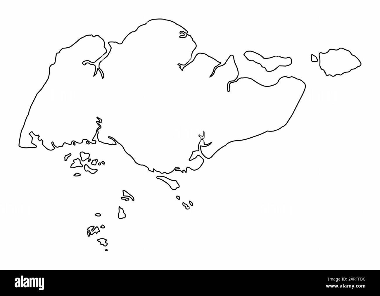 Mappa di Singapore isolata su sfondo bianco Illustrazione Vettoriale