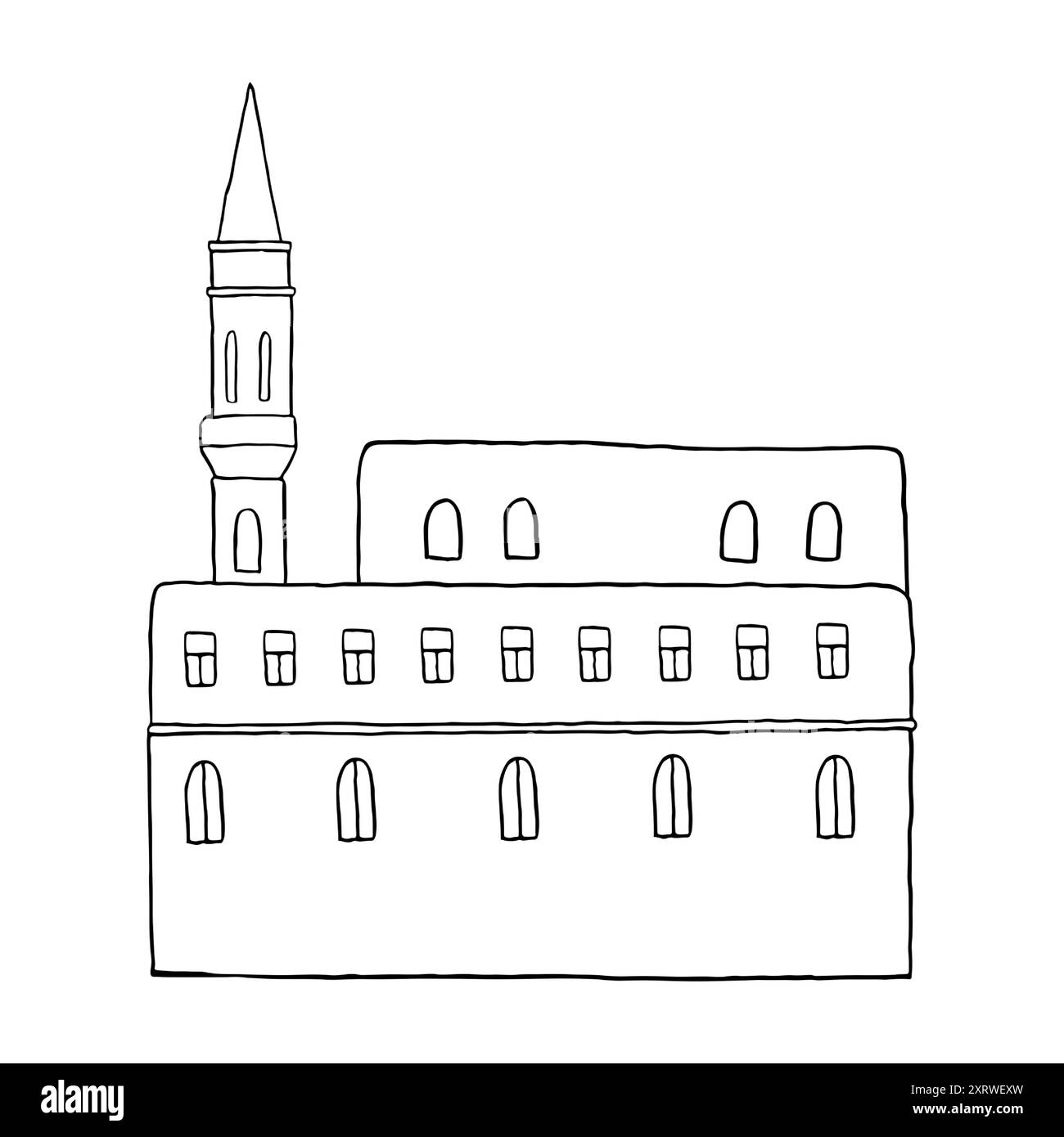 Torre di costruzione dell'Europa meridionale nel Mediterraneo Illustrazione Vettoriale