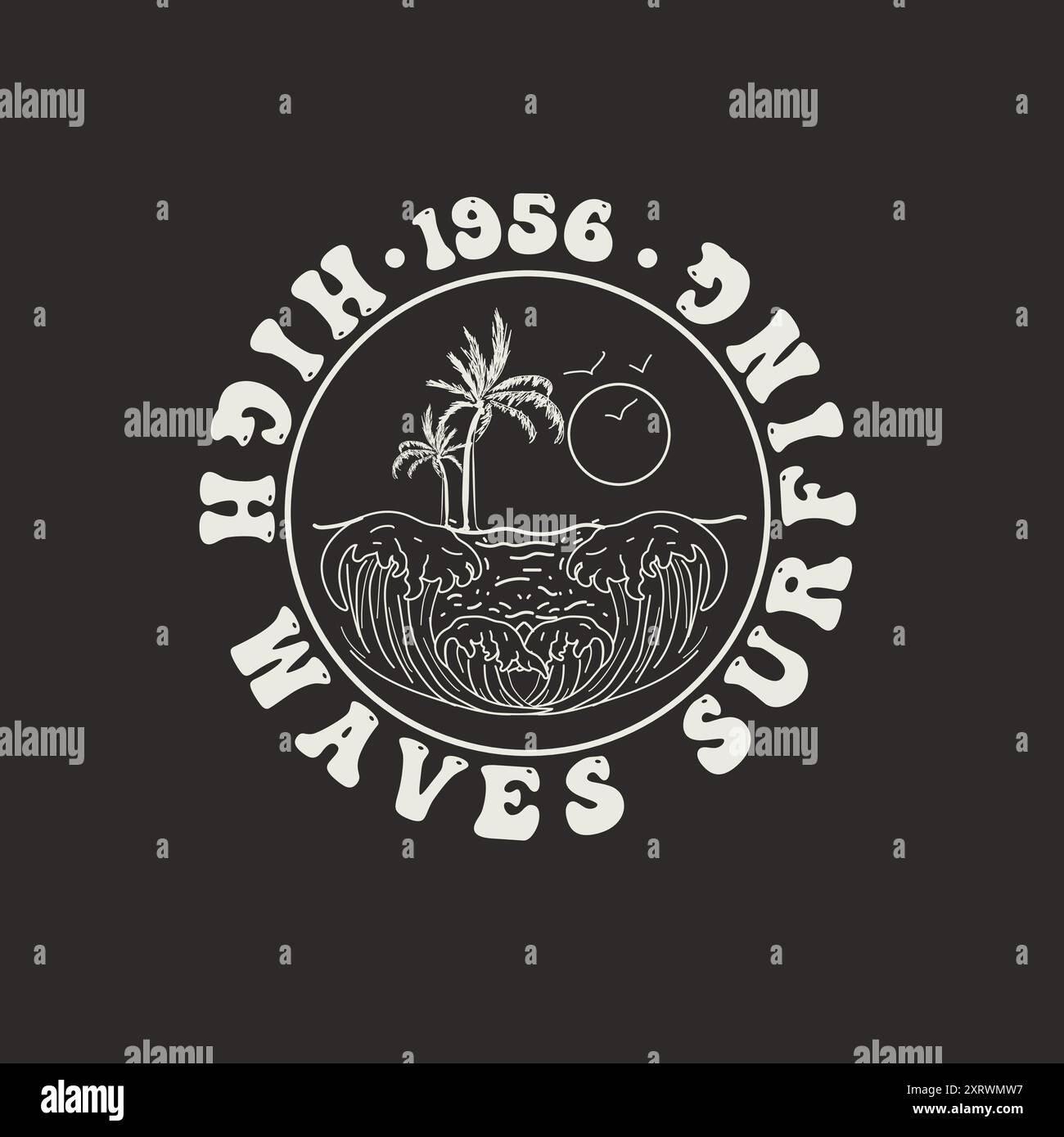 High Wave surfing Team tipografia Ocean graphic design Illustrazione Vettoriale