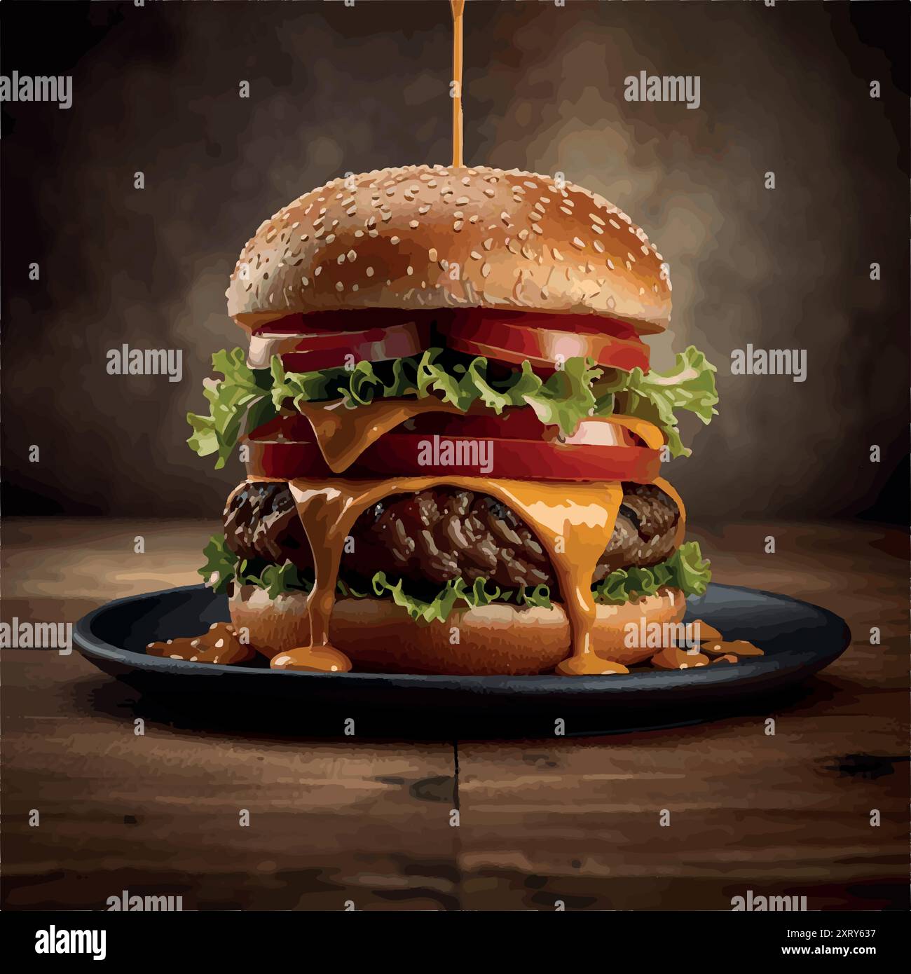 L'iconico hamburger a due piani con salsa speciale. Illustrazione Vettoriale