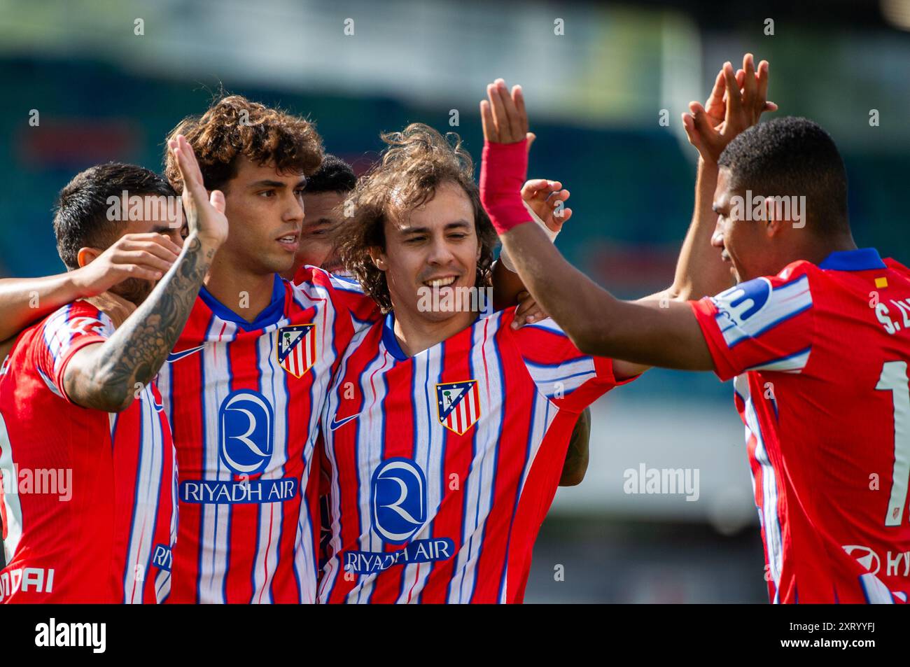 L'João Félix festeggia il gol durante la partita tra l'Atlético de Madrid e la Juventus all'Ullevi di Goteborg l'11 agosto 2024 e l'11 agosto 2024 Foto Stock