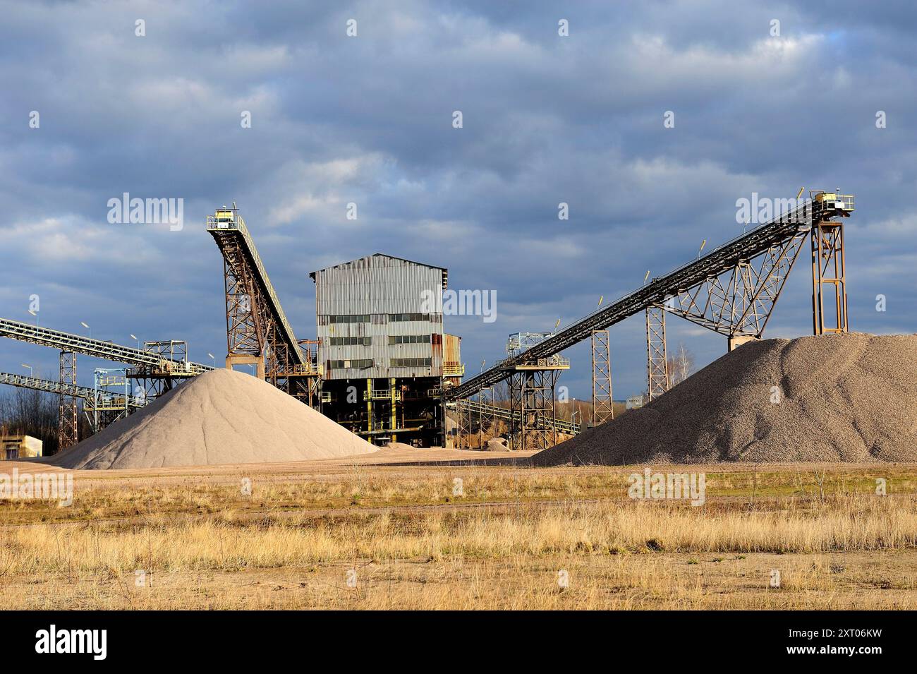 materie prime, sabbia, lavorazione, estrazione, fossa di sabbia, attività, edilizia, Foto Stock