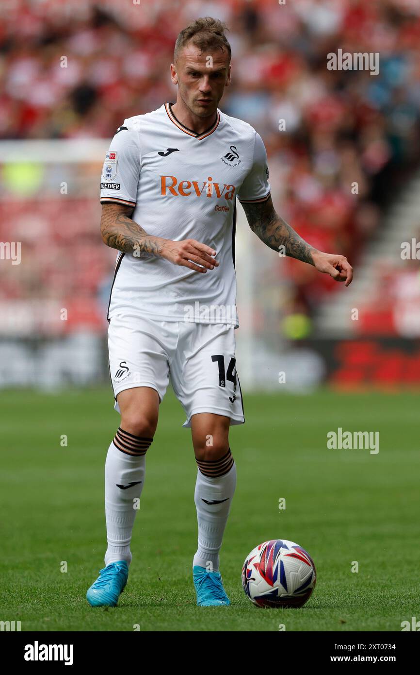 Middlesbrough, Regno Unito. 29 febbraio 2020. Josh Tymon di Swansea City durante la partita del Campionato Sky Bet tra Middlesbrough e Swansea City al Riverside Stadium di Middlesbrough sabato 10 agosto 2024. (Foto: MI News) crediti: MI News & Sport /Alamy Live News Foto Stock