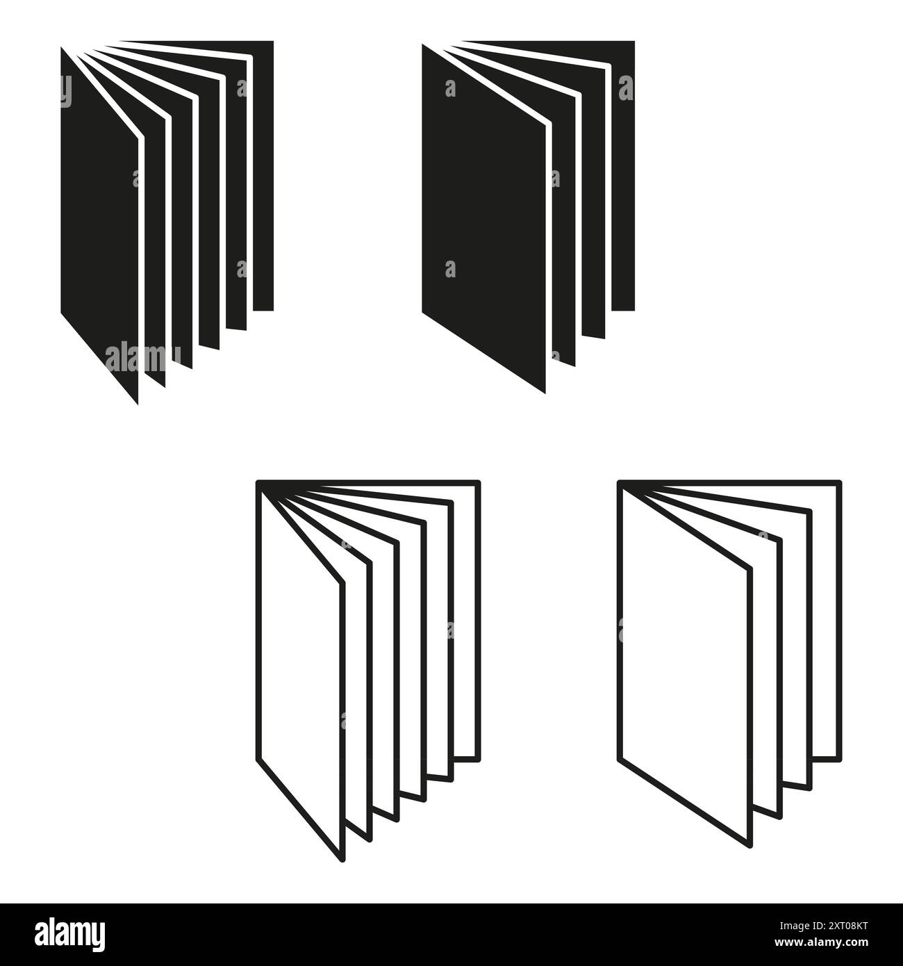 Icone Apri libro. Illustrazione vettoriale. Bianco e nero. Design semplice. Illustrazione Vettoriale