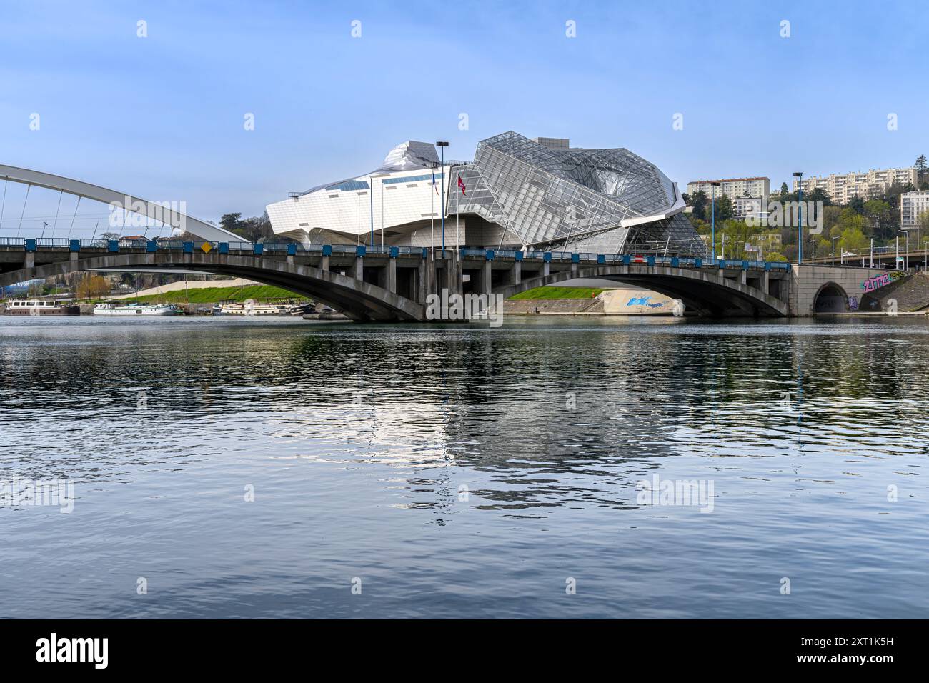 Il Musée des Confluences, un museo drammatico di scienza e antropologia decostruttivista all'estremità meridionale dell'isola Confluences a Lione, in Francia. Foto Stock
