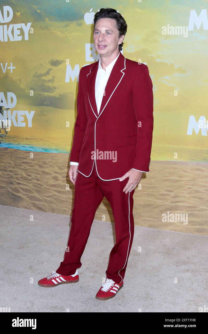 Circa il 12 agosto 2024. Zach Braff agli arrivi per BAD MONKEY Premiere, Billy Wilder Theater presso l'Hammer Museum, Los Angeles, CALIFORNIA, 12 agosto 2024. Crediti: Priscilla Grant/Everett Collection/Alamy Live News Foto Stock