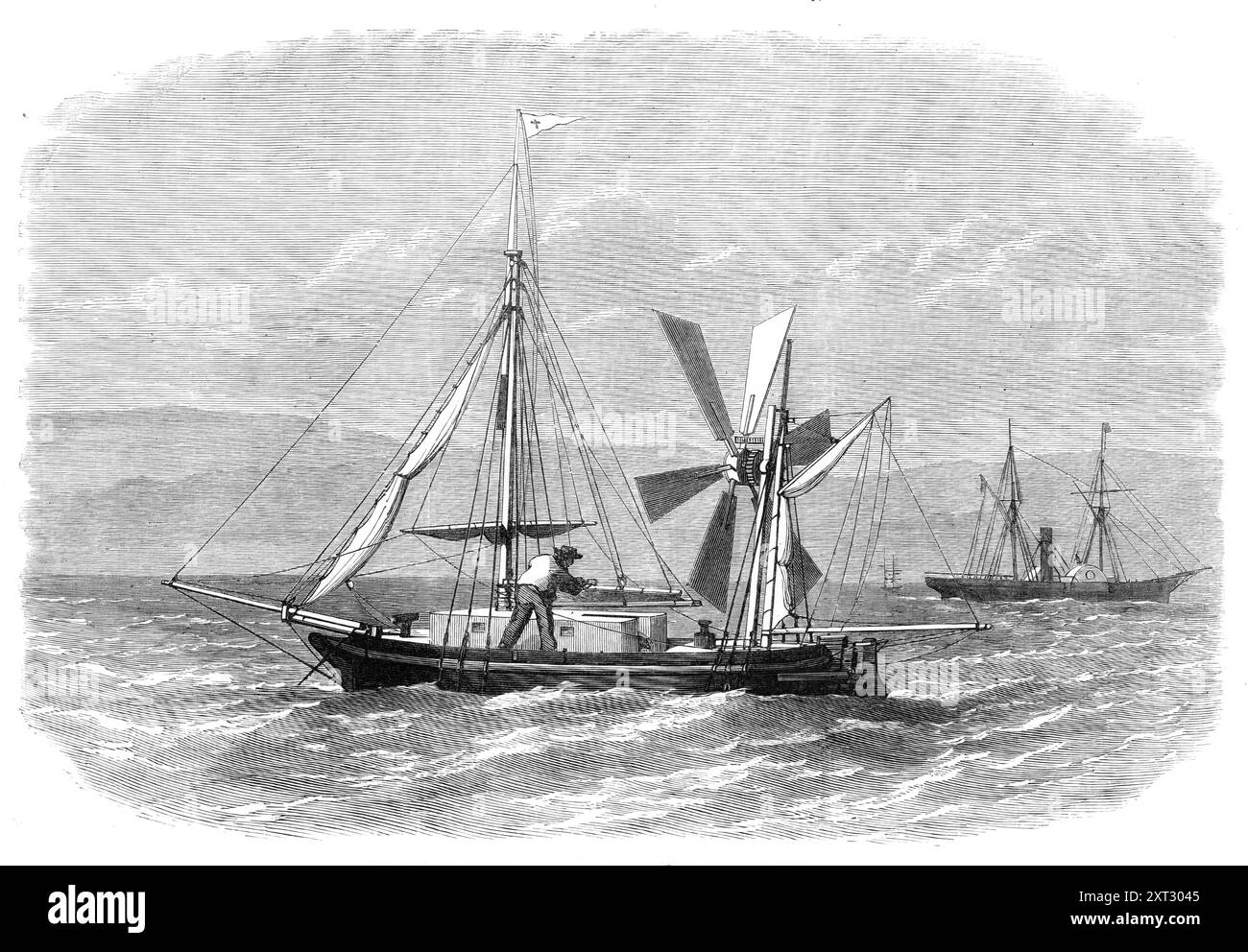 La città di Ragusa, ora attraversata l'Atlantico, 1870. "Un altro audace esperimento è ora fatto nella navigazione dell'Atlantico da un paio di uomini coraggiosi imbarcati su una nave molto piccola. La città di Ragusa,...presidiata dal suo proprietario, il capitano Buckley, e dal suo unico compagno, un italiano austriaco di nome Pietro di Costa, entrambi marinai esperti, lasciarono il porto di Liverpool il 2 giugno, per il suo viaggio a New York... il capitano Buckley... è stato da allora un ufficiale di un piroscafo passeggeri americano... è stato premiato con la medaglia d'argento onoraria della Humane Society per aver salvato due vite sulla nostra costa Foto Stock