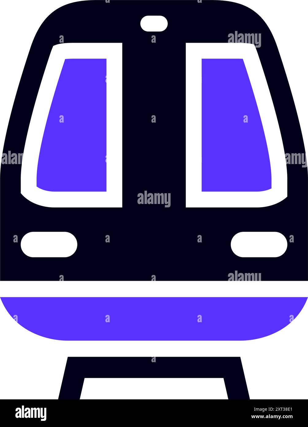 Icona piatta trasporto ferroviario, vista frontale Illustrazione Vettoriale