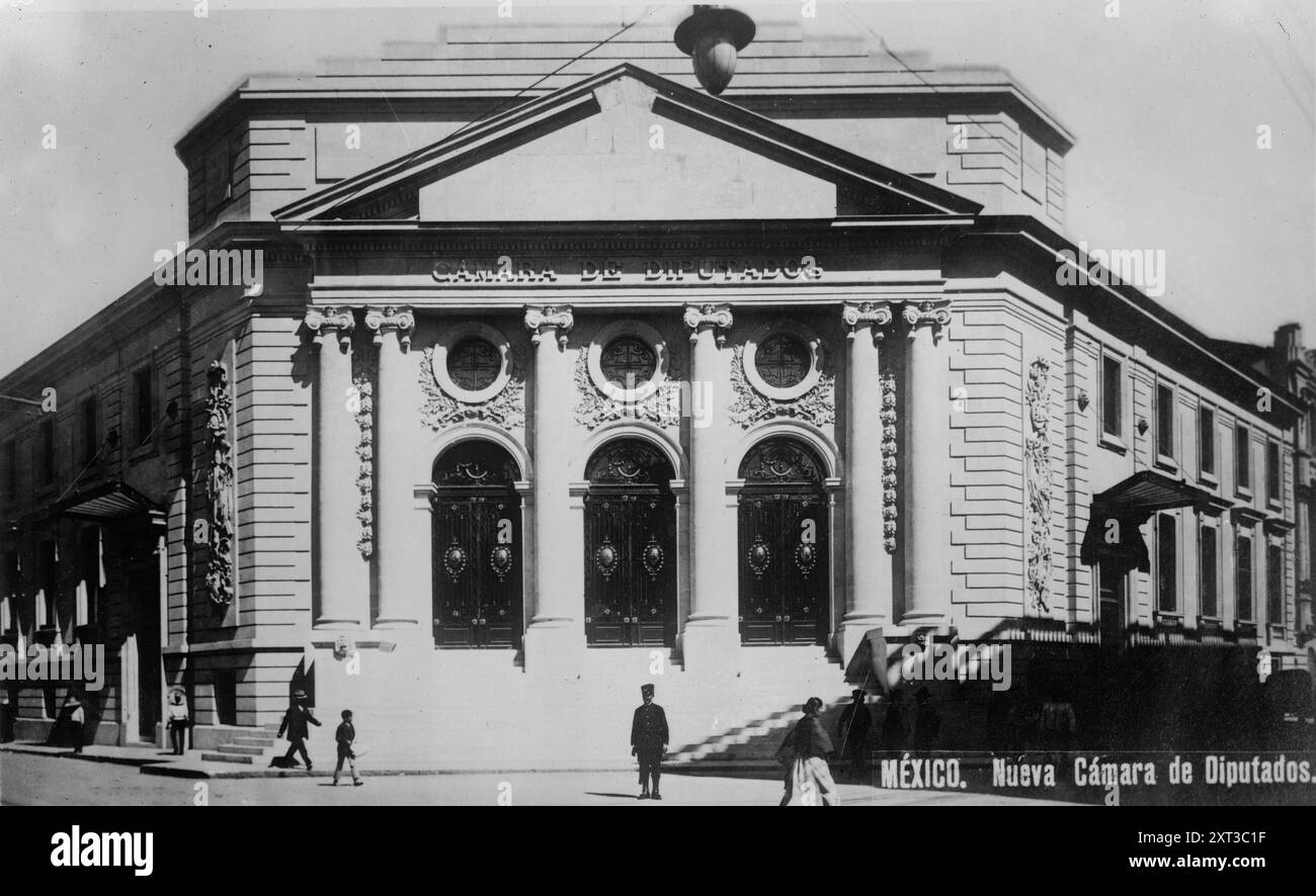 Camera dei deputati - Messico, Nueva Camara de Diputados, tra il 1910 e il 1915. Mostra l'edificio della camera dei deputati a città del Messico, Messico, che attualmente ospita l'Assemblea legislativa del Distretto Federale messicano. Foto Stock