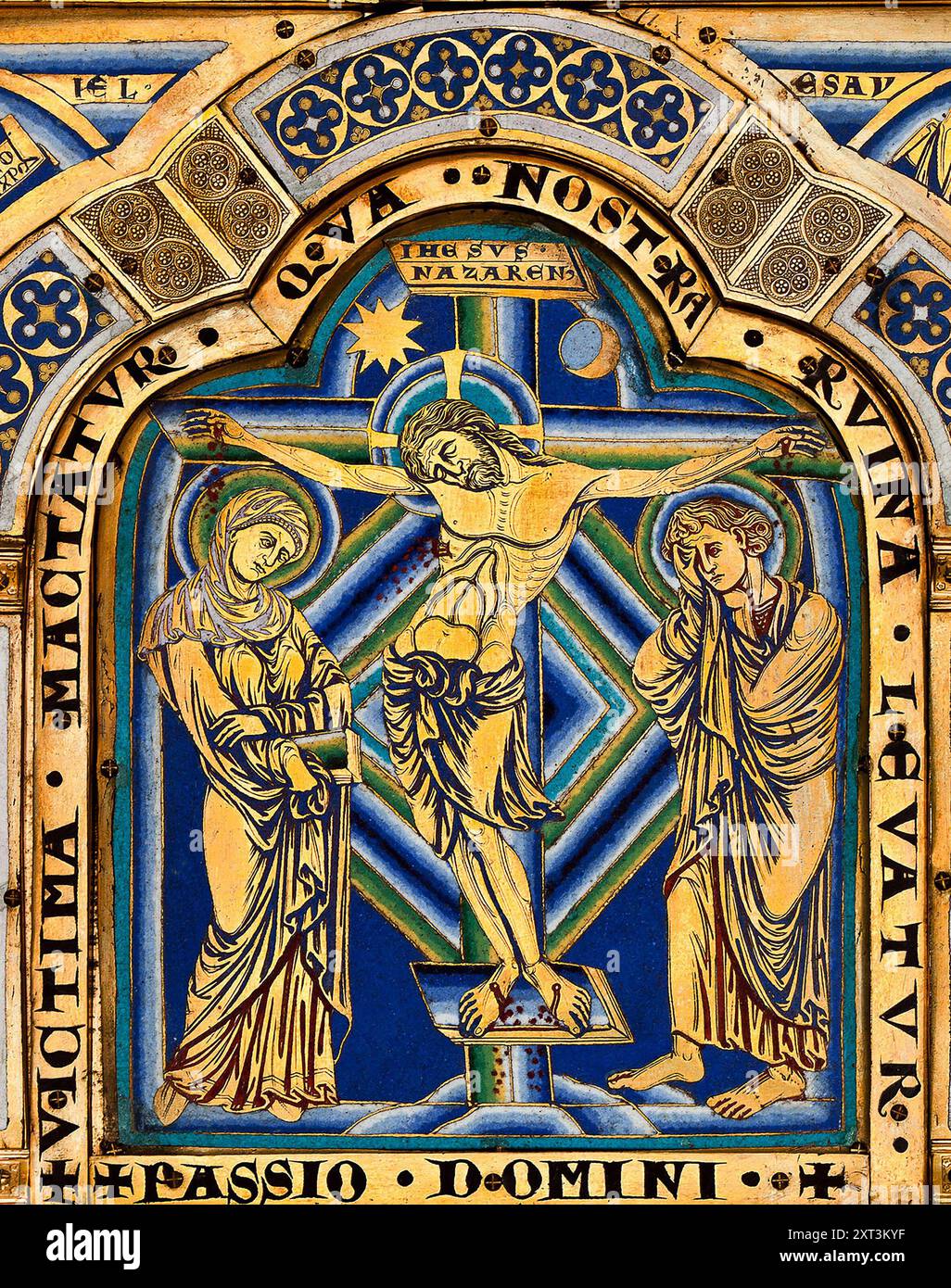 L'altare di Verdun: La Crocifissione, 1181. Si trova nella Collezione dello Stiftsmuseum Klosterneuburg. Foto Stock