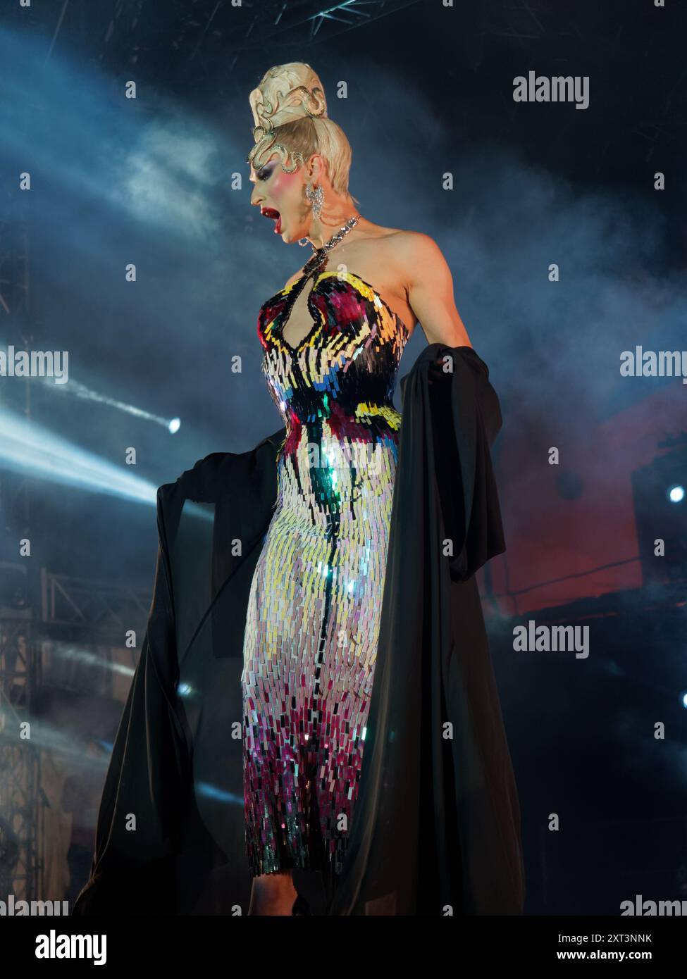 Trascinate Queen Brooke Lynn Hytes allo spettacolo Drag Superstars tenutosi durante il Montreal Pride Festival. Montreal, Quebec, Canada Foto Stock