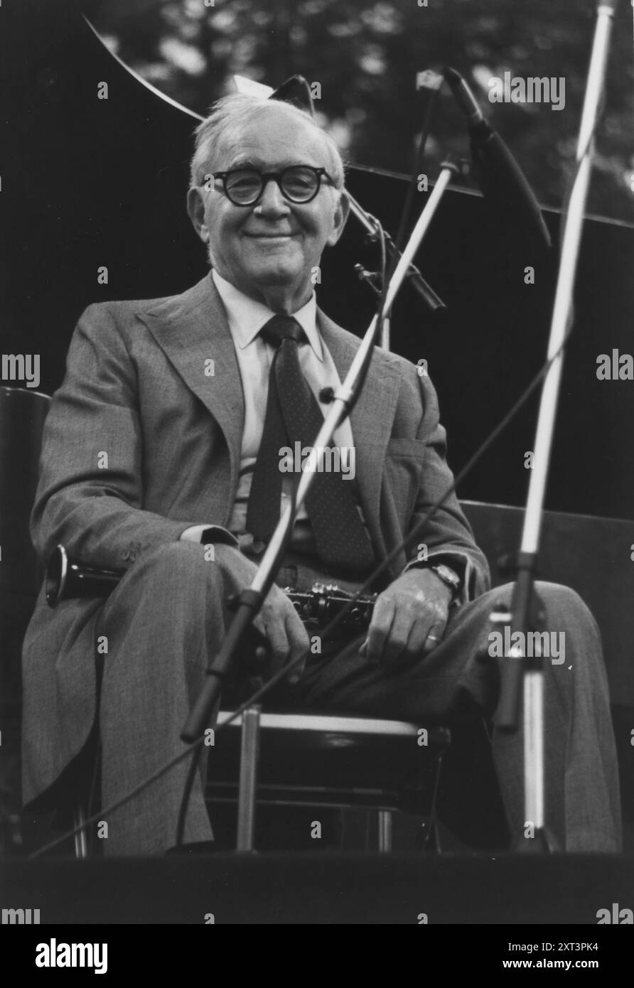 Benny Goodman, Capital radio Jazz Festival, Knebworth, 1982. Foto Stock