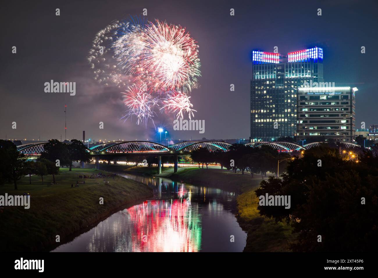 Fort Worth, fuochi d'artificio del 4 luglio. Foto Stock