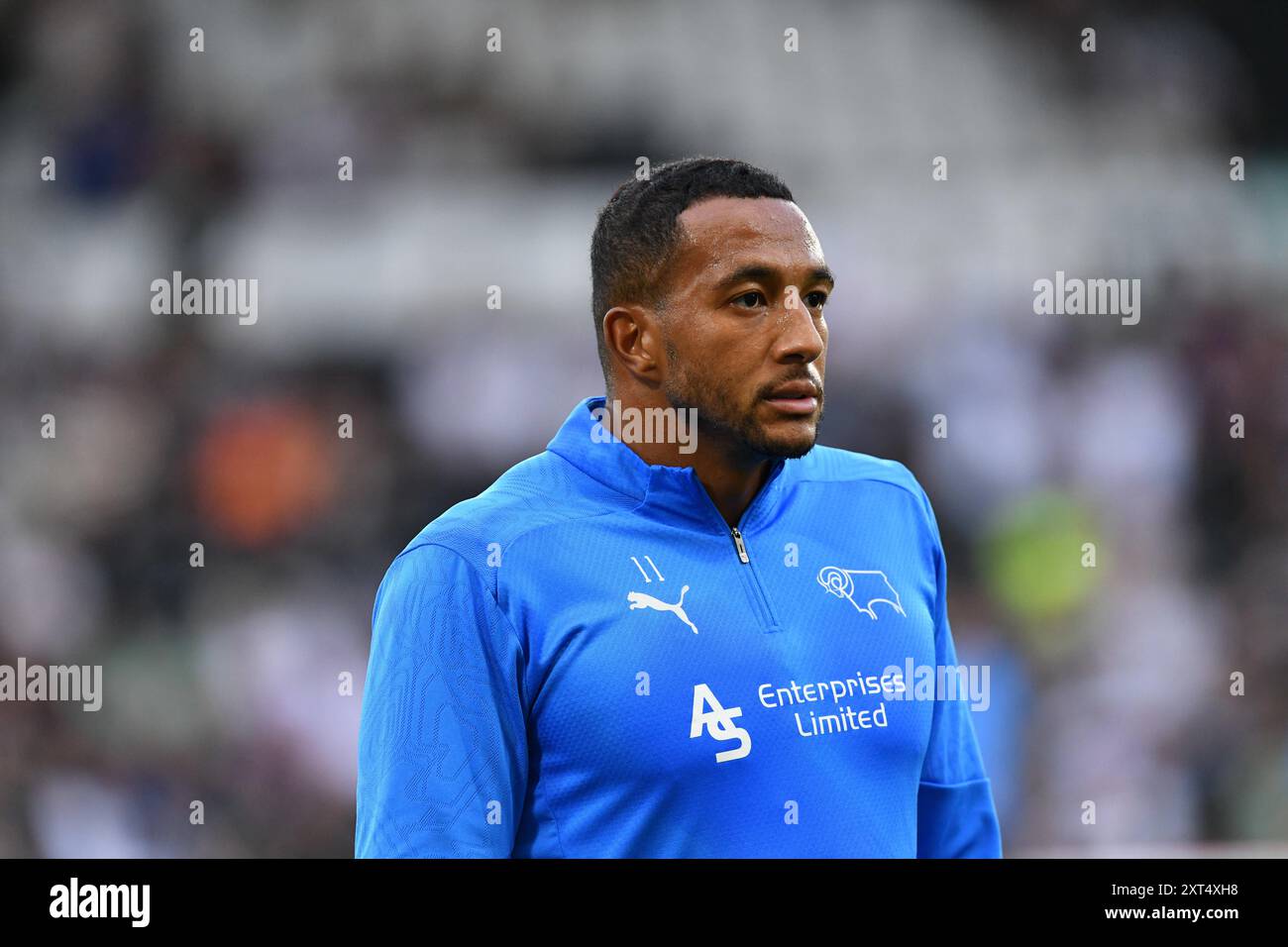 Nathaniel MENDEZ-LAING del Derby County FC durante la partita della Carabao Cup Derby County vs Chesterfield al Pride Park Stadium, Derby, Regno Unito, 13 agosto 2024 (foto di Mark Dunn/News Images) Foto Stock