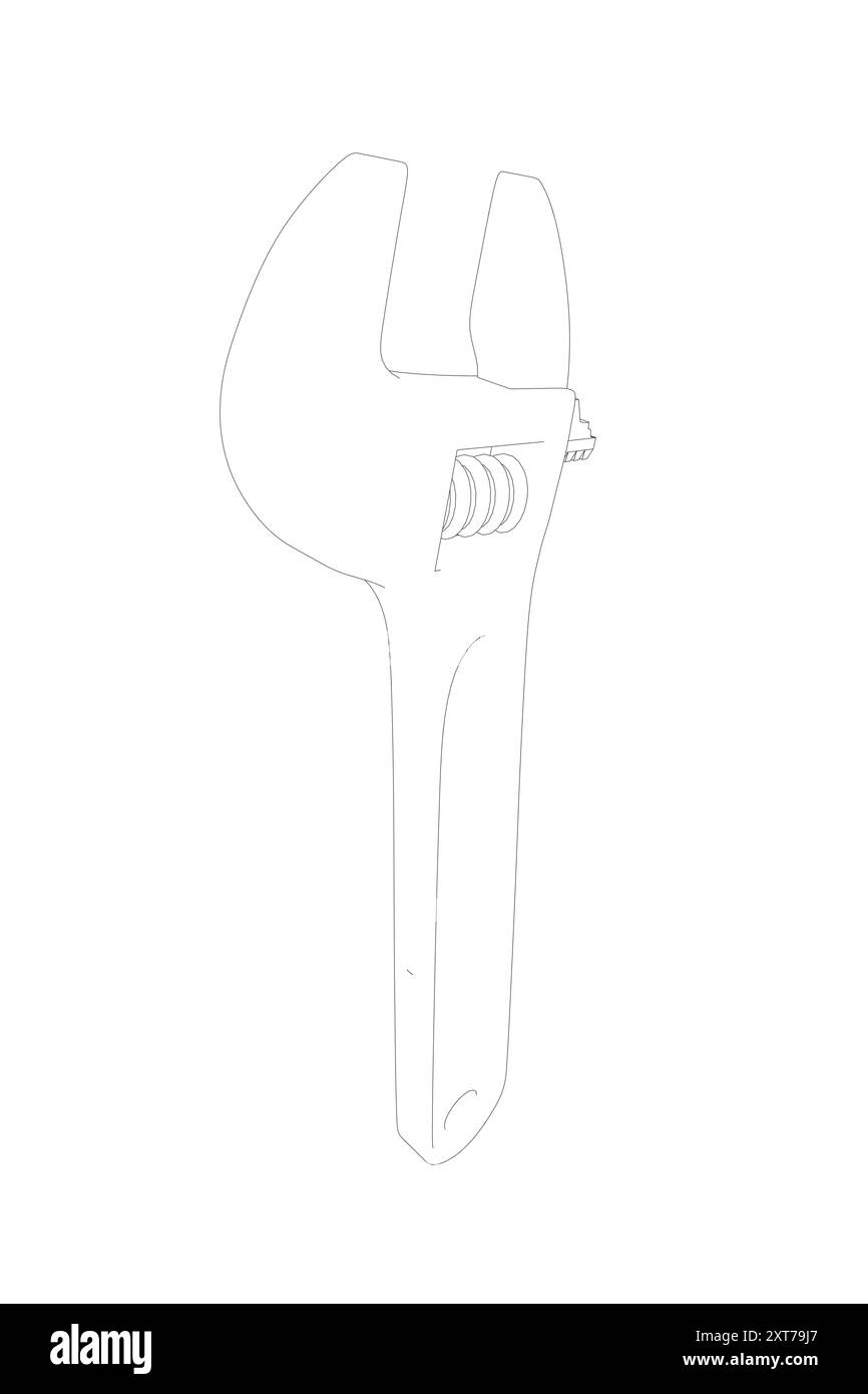 Illustrazione vettoriale della chiave regolabile. Icona degli strumenti di riparazione isolata su sfondo bianco. Illustrazione vettoriale. Illustrazione Vettoriale