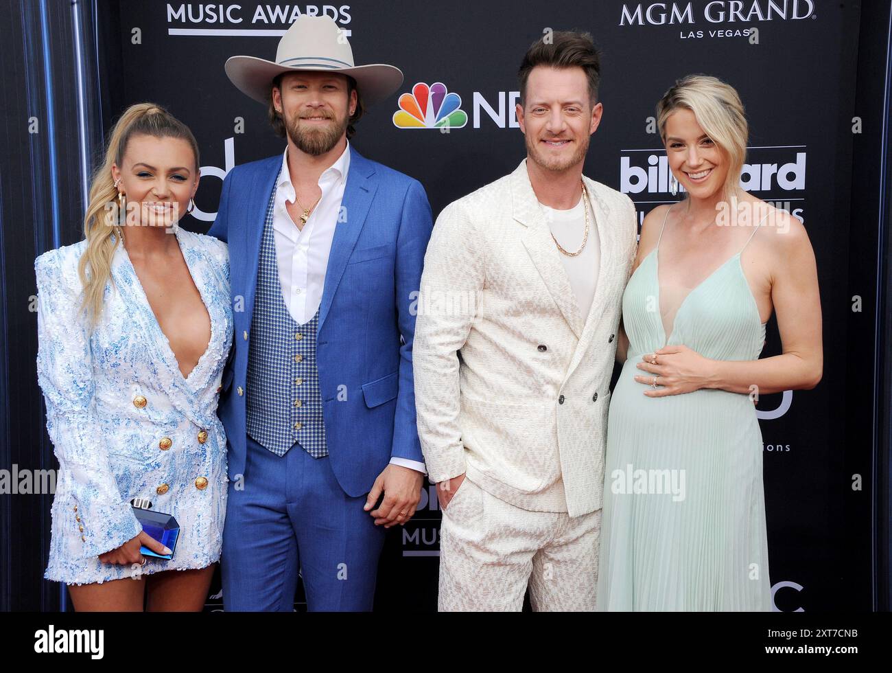 Brittney Marie Cole, Brian Kelley e Tyler Hubbard della Florida Georgia Line, e Hayley Stommel ai Billboard Music Awards 2019 tenutosi all'MGM Grand Garden Arena di Las Vegas, USA il 1° maggio 2019. Foto Stock