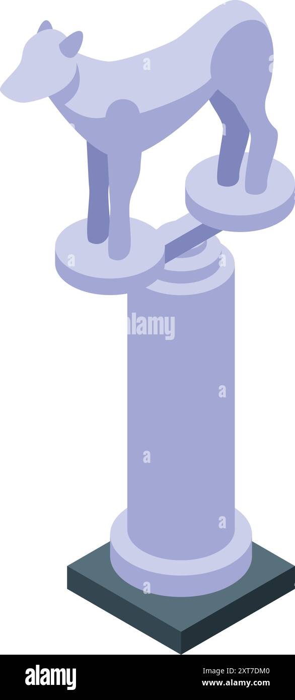 Icona isometrica che rappresenta il lupo capitolino, una famosa scultura raffigurante il mitico lupo che succhia i gemelli romolo e remo Illustrazione Vettoriale