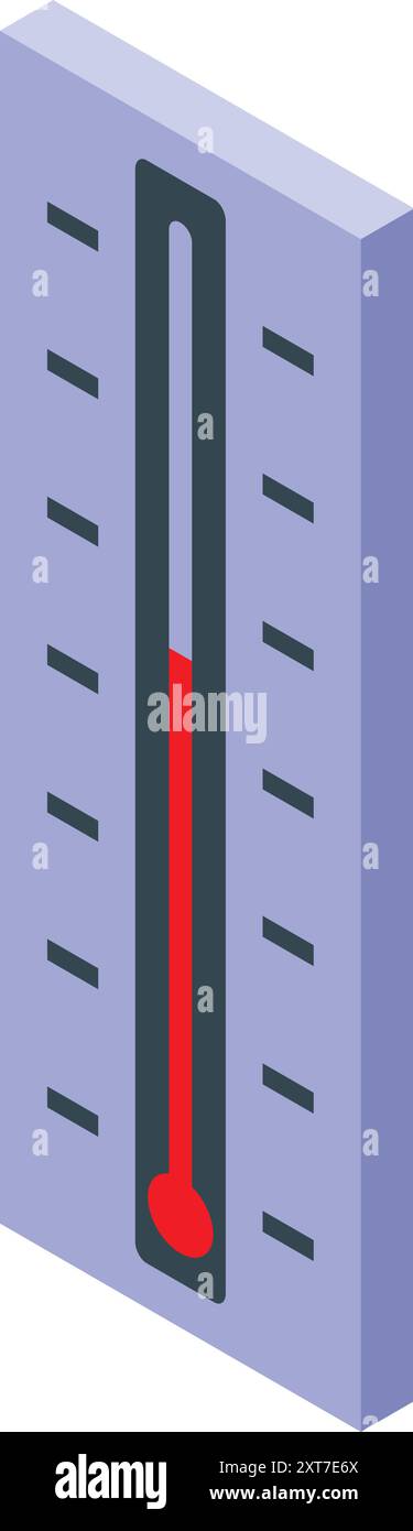 Termometro verticale che mostra l'aumento della temperatura sulla scala celsius Illustrazione Vettoriale
