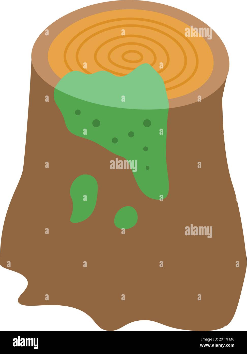 Il ceppo d'albero sta diventando coperto di muschio mentre decade Illustrazione Vettoriale