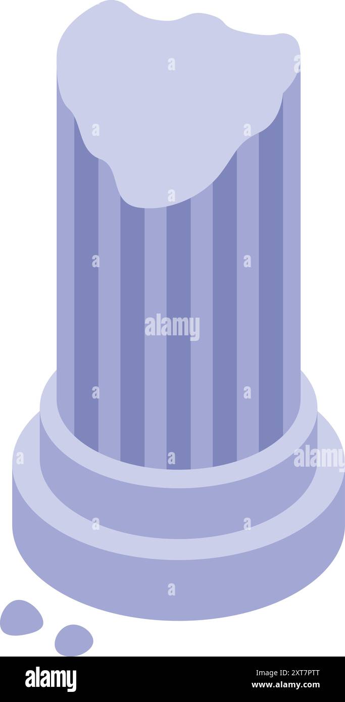 Colonna greca interrotta isolata su sfondo bianco, vista isometrica Illustrazione Vettoriale
