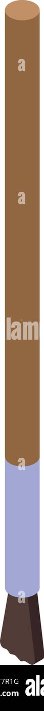 Pennello con manico lungo in piedi con setole in basso in stile minimalista isometrico Illustrazione Vettoriale