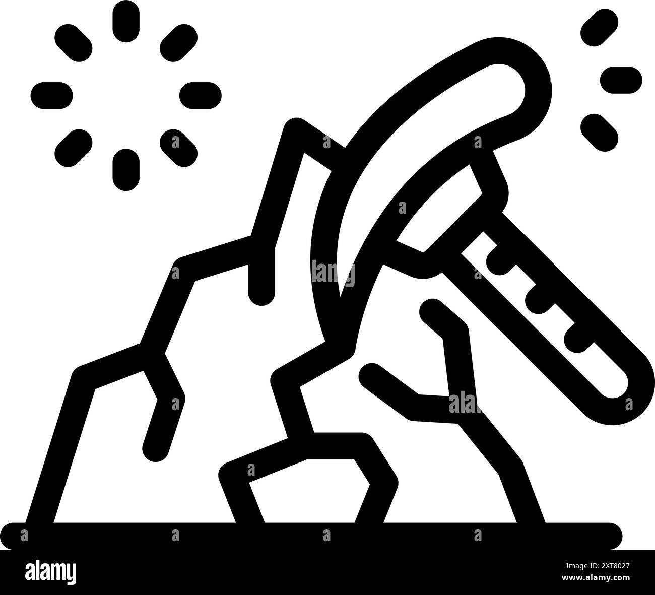 Il geologo sta prelevando un campione di terreno utilizzando un martello per ulteriori analisi Illustrazione Vettoriale
