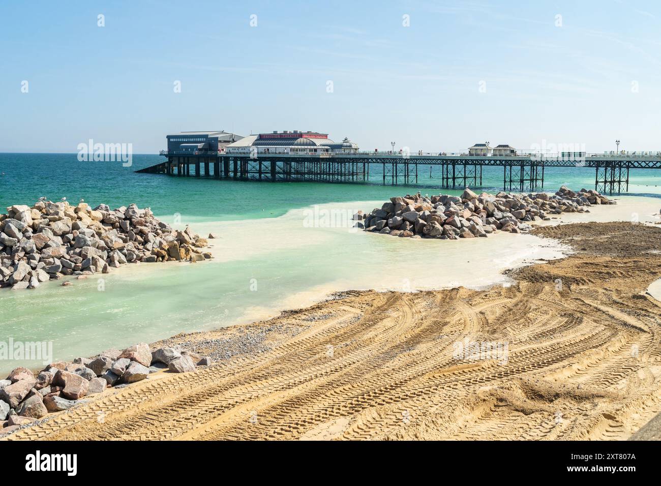 Miglioramenti della difesa marittima al molo Cromer (gestione costiera) - Cromer, Inghilterra, Regno Unito Foto Stock