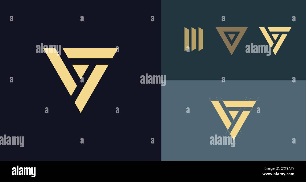 Moderno logo triangolare isolato su più colori di sfondo. Illustrazione vettoriale Illustrazione Vettoriale