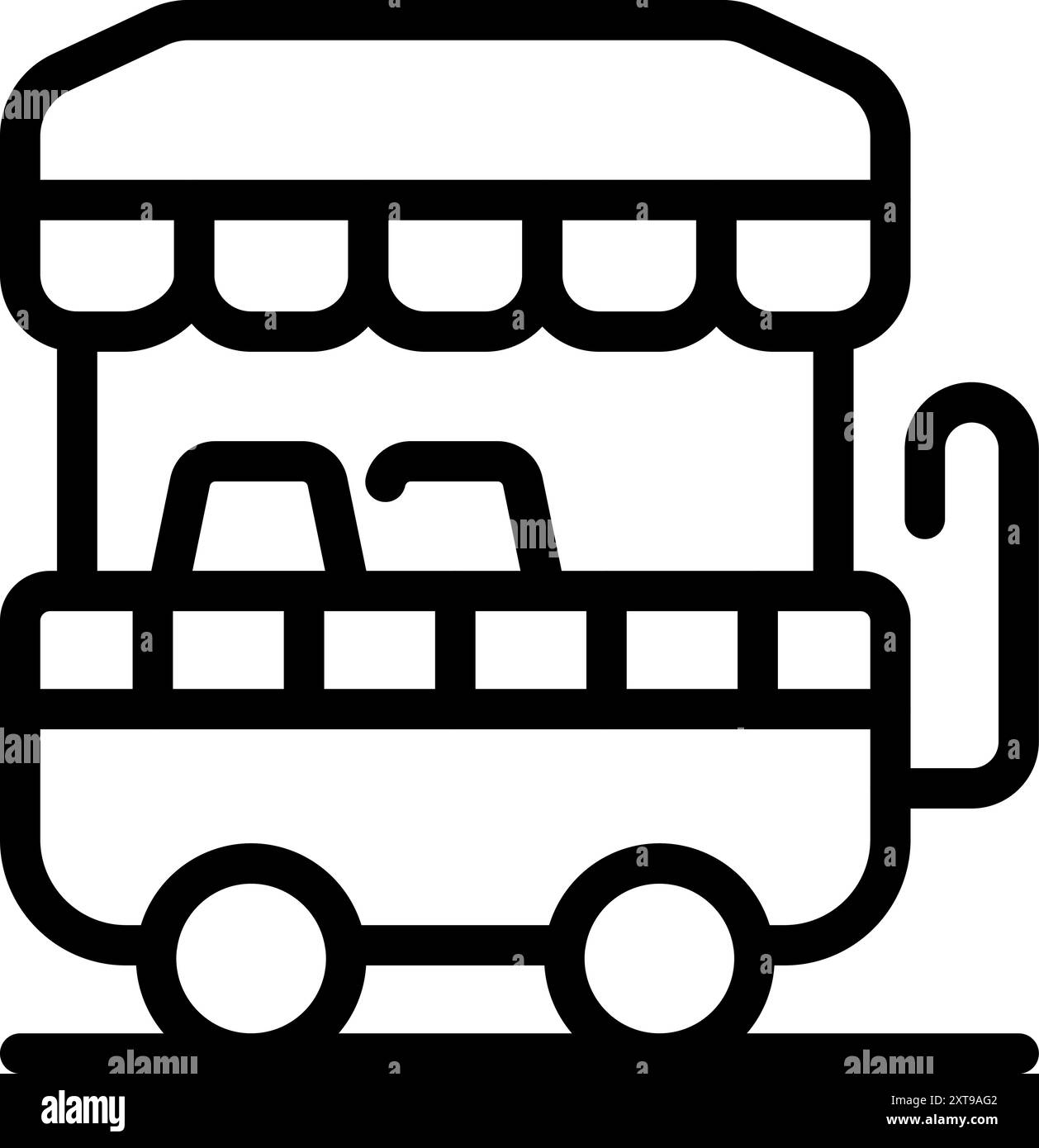 Icona della line art di un carrello di Street food, perfetto per rappresentare i venditori di Street food e i ristoranti mobili Illustrazione Vettoriale