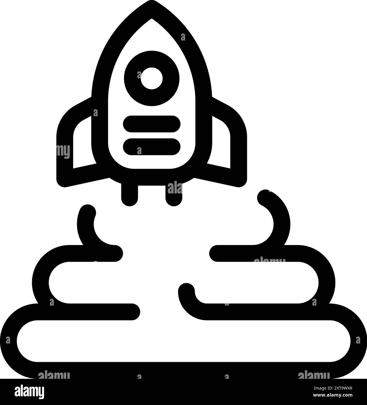 L'astronave sta decollando dalla terra per esplorare la galassia Illustrazione Vettoriale