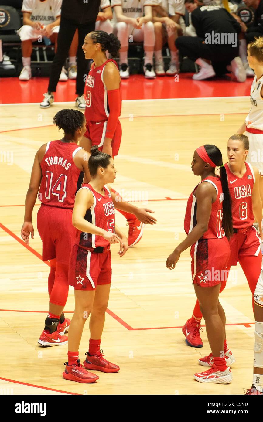 TEAM USA durante la partita internazionale di basket femminile tra USA e Germania il 23 luglio 2024 all'O2 Arena di Londra, Inghilterra - foto Laurent Lairys / DPPI Foto Stock