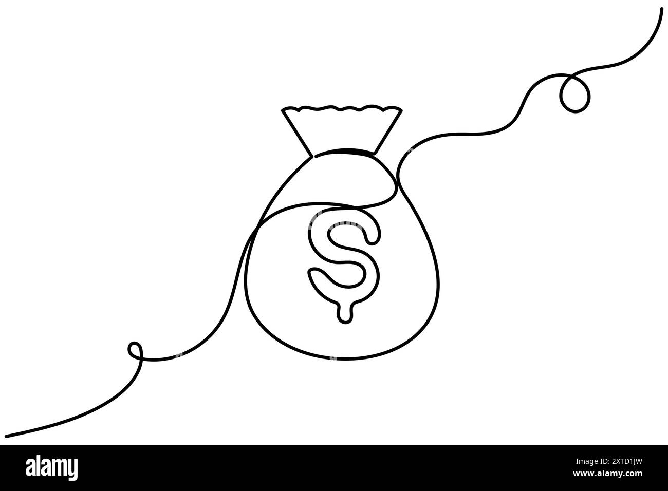 Icona del dollaro disegno continuo di una linea del simbolo del dollaro contorno grafica vettoriale Illustrazione Vettoriale