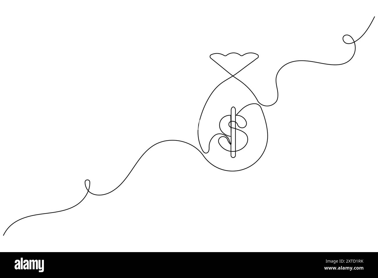 Icona del dollaro disegno continuo di una linea del simbolo del dollaro contorno grafica vettoriale Illustrazione Vettoriale